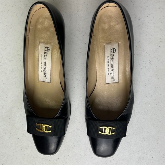 Aetienne Aegner woman's black leather-upper heels size 6.5M - Picture 1 of 10